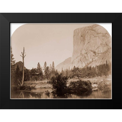 Tutucanula - El Capitan 3600 ft. Yosemite, California, 1861 Black Modern Wood Framed Art Print by Watkins, Carleton
