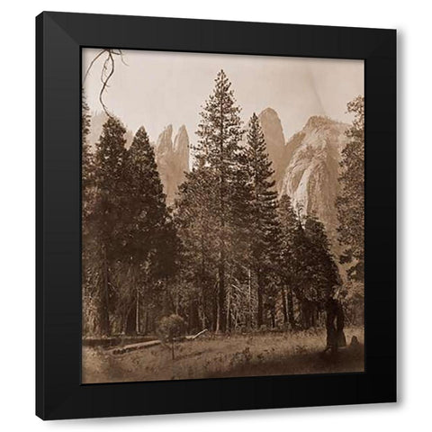 Cathedral Spires - Yosemite, California, 1861 Black Modern Wood Framed Art Print with Double Matting by Watkins, Carleton