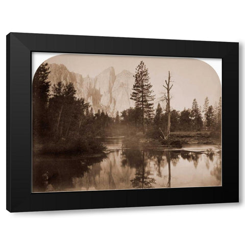 River View - Down the Valley - Yosemite, California, 1861 Black Modern Wood Framed Art Print by Watkins, Carleton