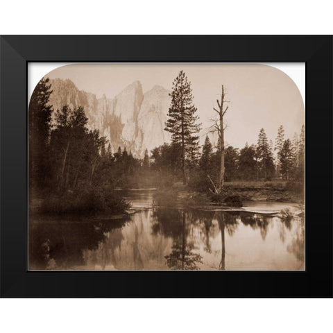 River View - Down the Valley - Yosemite, California, 1861 Black Modern Wood Framed Art Print by Watkins, Carleton