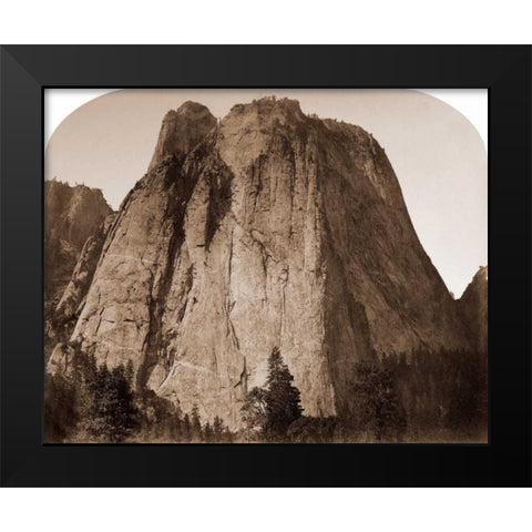 Cathedral Rock - Yosemite, California, 1861 Black Modern Wood Framed Art Print by Watkins, Carleton