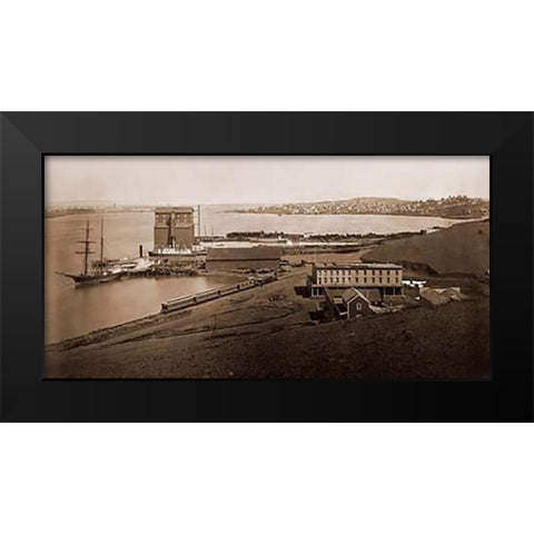 City of Vallejo, California, from South Vallejo, 1870 Black Modern Wood Framed Art Print by Watkins, Carleton