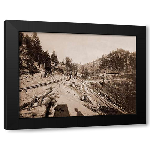 View on Lake Tahoe, California, 1877 Black Modern Wood Framed Art Print by Watkins, Carleton