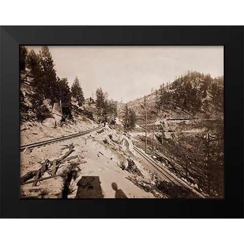 View on Lake Tahoe, California, 1877 Black Modern Wood Framed Art Print by Watkins, Carleton