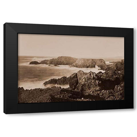 Coast View off Mendocino, California, 1863 Black Modern Wood Framed Art Print with Double Matting by Watkins, Carleton