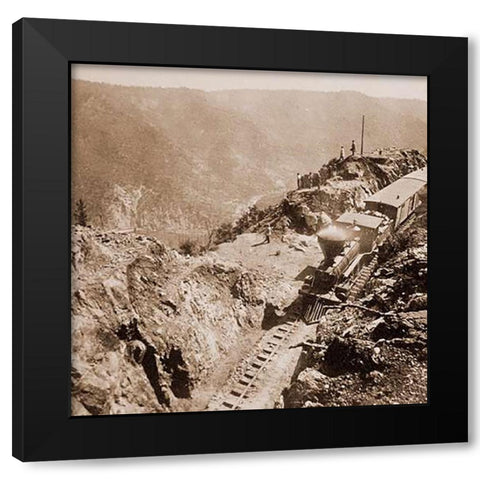 American River, California, from Green Bluffs, 1866-1869 Black Modern Wood Framed Art Print by Hart, Alfred A.