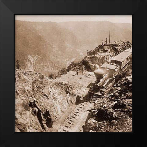 American River, California, from Green Bluffs, 1866-1869 Black Modern Wood Framed Art Print by Hart, Alfred A.