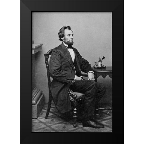 President Abraham Lincoln, Washington D.C., 1865 Black Modern Wood Framed Art Print by Brady, Mathew B.