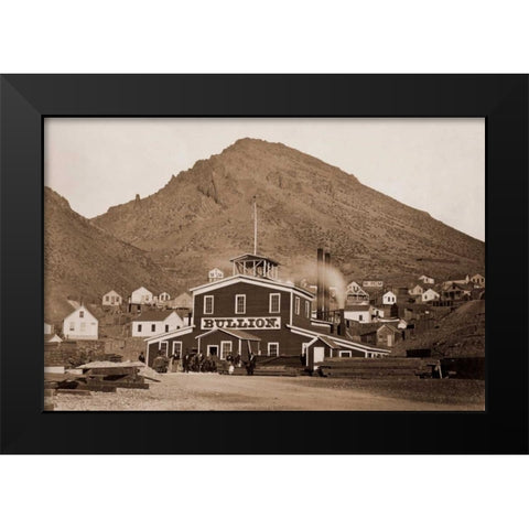 The Bullion Mine, Virginia City, Nevada, 1880 Black Modern Wood Framed Art Print by Watkins, Carleton