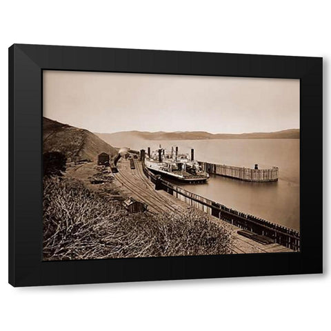 The Ferryboat Solano, Port Costa, California, after 1879 Black Modern Wood Framed Art Print with Double Matting by Watkins, Carleton