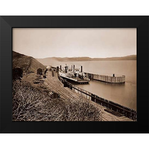 The Ferryboat Solano, Port Costa, California, after 1879 Black Modern Wood Framed Art Print by Watkins, Carleton