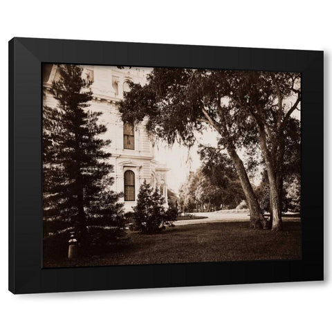 Thurlow Lodge, Menlo Park, California - Lawn and House, 1874 Black Modern Wood Framed Art Print by Watkins, Carleton