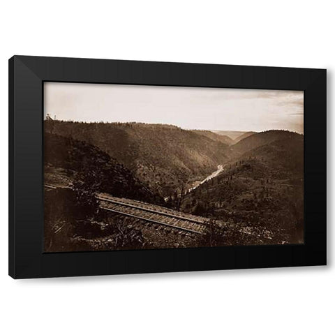 Cape Horn, C.P.R.R., Nevada County, California, about 1880 Black Modern Wood Framed Art Print with Double Matting by Watkins, Carleton
