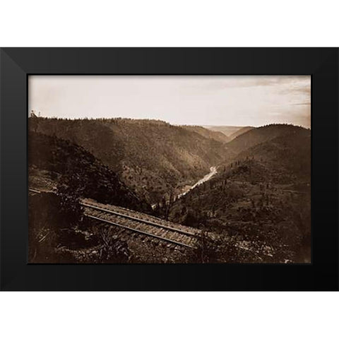Cape Horn, C.P.R.R., Nevada County, California, about 1880 Black Modern Wood Framed Art Print by Watkins, Carleton