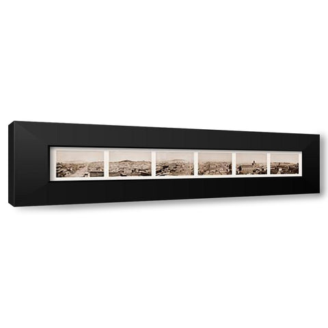Six-part Panorama of San Francisco, 1855-1856 Black Modern Wood Framed Art Print with Double Matting by Watkins, Carleton