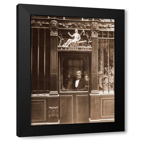 25, Rue des Blancs Manteaux - Cafe, rue des Blancs Manteaux. Sepia Black Modern Wood Framed Art Print with Double Matting by Atget, Eugene