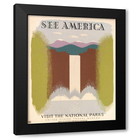 See America Visit the National Parks, ca. 1936-1940 Black Modern Wood Framed Art Print with Double Matting by Herzog, Harry