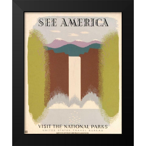 See America Visit the National Parks, ca. 1936-1940 Black Modern Wood Framed Art Print by Herzog, Harry