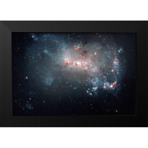 Stellar Fireworks Ablaze in Galaxy NGC 4449 Black Modern Wood Framed Art Print by NASA