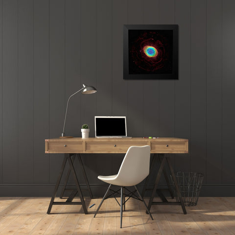 Hubble Reveals the Ring Nebulas True Shape Black Modern Wood Framed Art Print by NASA