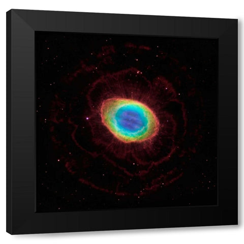 Hubble Reveals the Ring Nebulas True Shape Black Modern Wood Framed Art Print with Double Matting by NASA