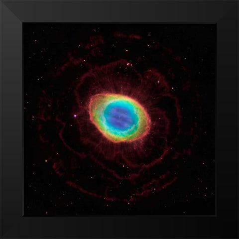 Hubble Reveals the Ring Nebulas True Shape Black Modern Wood Framed Art Print by NASA