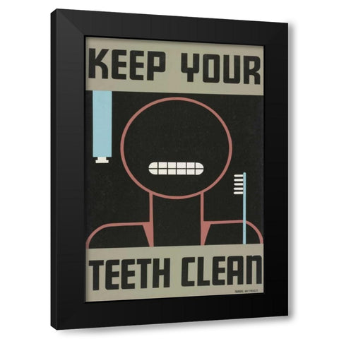 Keep your teeth clean Black Modern Wood Framed Art Print by WPA
