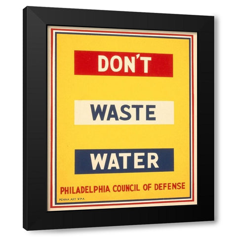 Dont waste water Black Modern Wood Framed Art Print by Wilcox, Raymond