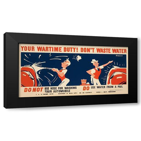 Do not use hose for washing your automobile Black Modern Wood Framed Art Print by Kerkam, Earl