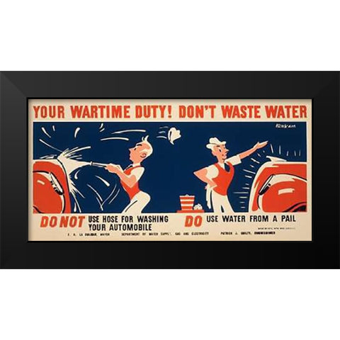 Do not use hose for washing your automobile Black Modern Wood Framed Art Print by Kerkam, Earl