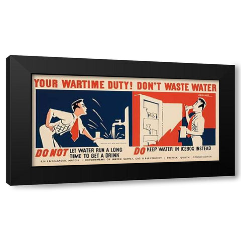 Do not let water run a long time to get a drink Black Modern Wood Framed Art Print by Kerkam, Earl