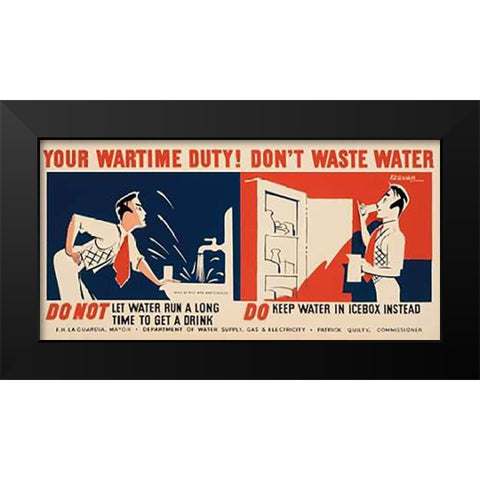 Do not let water run a long time to get a drink Black Modern Wood Framed Art Print by Kerkam, Earl