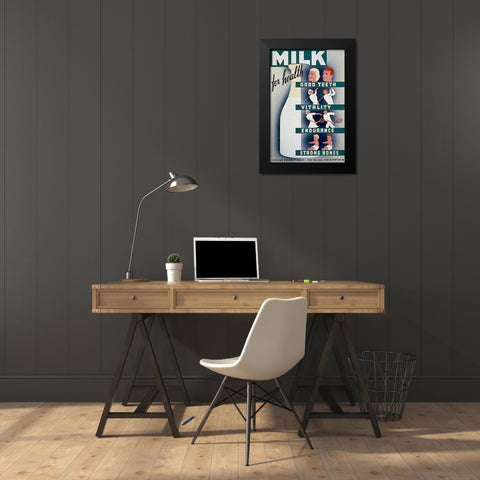 Milk - for health, good teeth, vitality, endurance, strong bones Black Modern Wood Framed Art Print by WPA