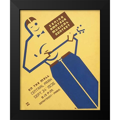 Senior amateur musical contest on the mall, Central Park Black Modern Wood Framed Art Print by Kaplan, Ben