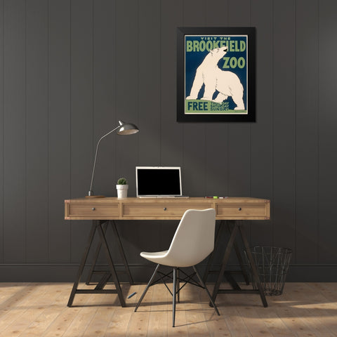 Visit the Brookfield Zoo - Polar Bear Black Modern Wood Framed Art Print by WPA