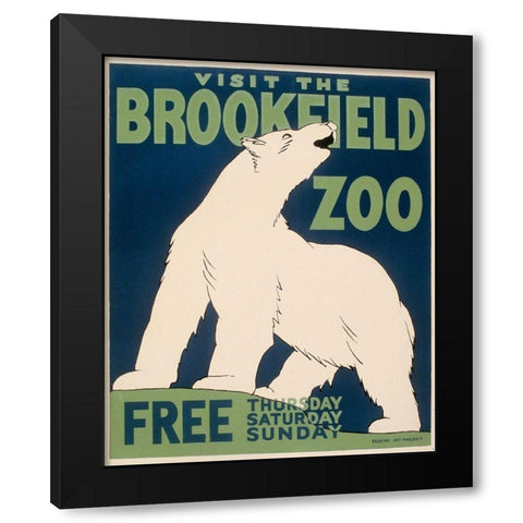 Visit the Brookfield Zoo - Polar Bear Black Modern Wood Framed Art Print with Double Matting by WPA