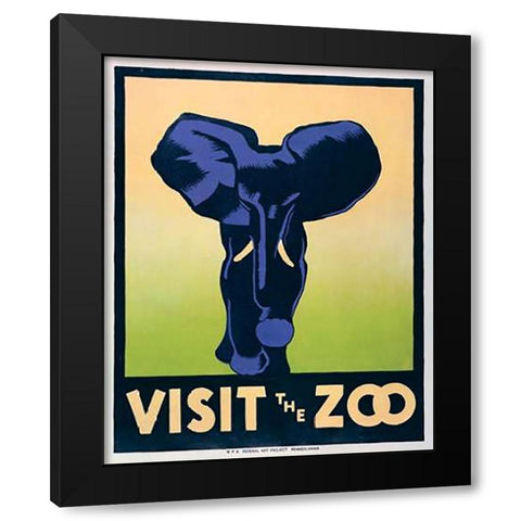 Visit the zoo - Elephant Black Modern Wood Framed Art Print by Stephenson, Hugh