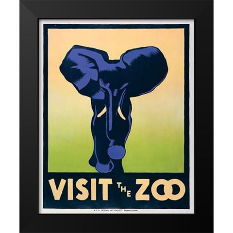 Visit the zoo - Elephant Black Modern Wood Framed Art Print by Stephenson, Hugh