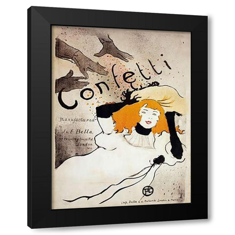 Confetti Black Modern Wood Framed Art Print by Toulouse-Lautrec, Henri
