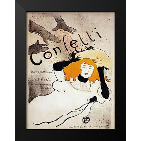 Confetti Black Modern Wood Framed Art Print by Toulouse-Lautrec, Henri