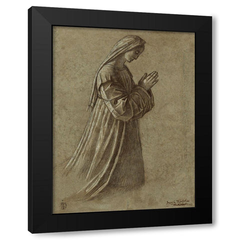 Study of the Virgin (recto); Study of the Virgin and of Hands (verso) Black Modern Wood Framed Art Print by Carpaccio, Vittore