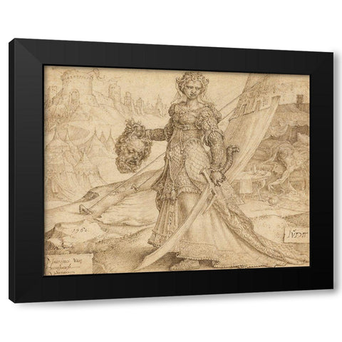 Judith Black Modern Wood Framed Art Print by Van Heemskerck, Maerten
