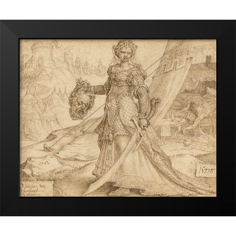 Judith Black Modern Wood Framed Art Print by Van Heemskerck, Maerten
