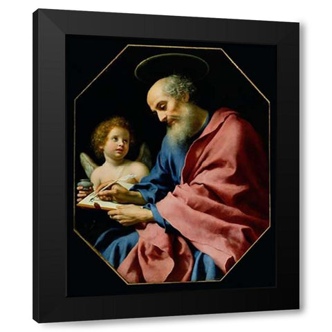 St. Matthew Writing His Gospel Black Modern Wood Framed Art Print with Double Matting by Dolci, Carlo