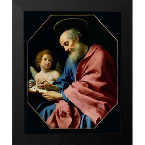 St. Matthew Writing His Gospel Black Modern Wood Framed Art Print by Dolci, Carlo