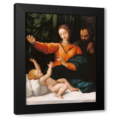 The Holy Family (The Madonna del Velo; Madonna di Loreto) Black Modern Wood Framed Art Print by Unknown