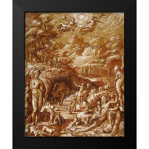 The Age of Gold Black Modern Wood Framed Art Print by Zucchi, Jacopo
