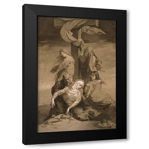 Lamentation at the Foot of the Cross Black Modern Wood Framed Art Print with Double Matting by Lehmann, Henri
