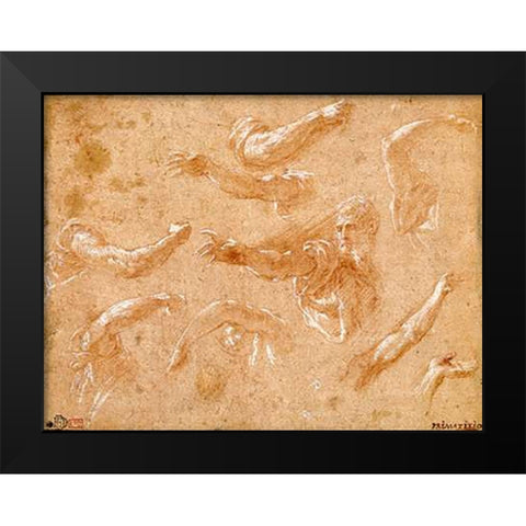 Study of God the Father with Angels Black Modern Wood Framed Art Print by Primaticcio, Francesco