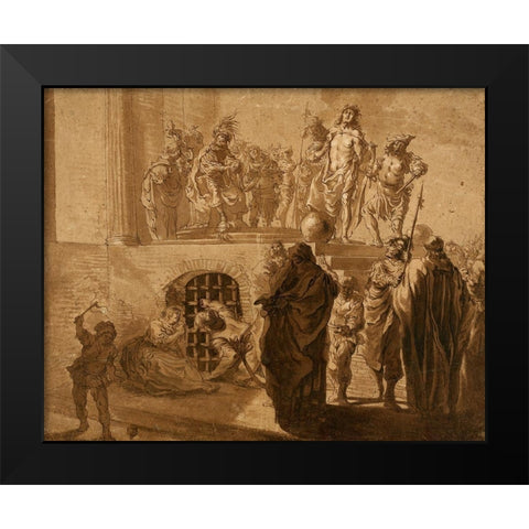 Christ Before Pilate Black Modern Wood Framed Art Print by KnÃ¼pfer, Nikolaus